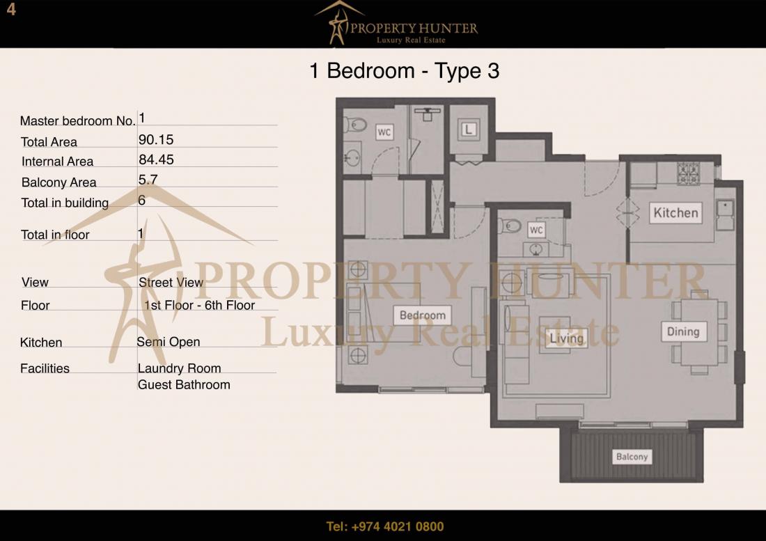 One Bedroom Apartment in Lusail  by Instalments 