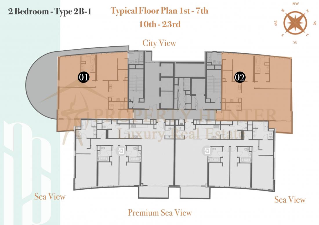 شقة 2 غرفة للبيع في الوسيل  داون تاون الواجهة البحرية 