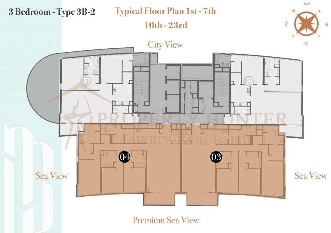  شقة 3 غرف للبيع في داون تاون  اللوسيل  | اطلالة على البحر
