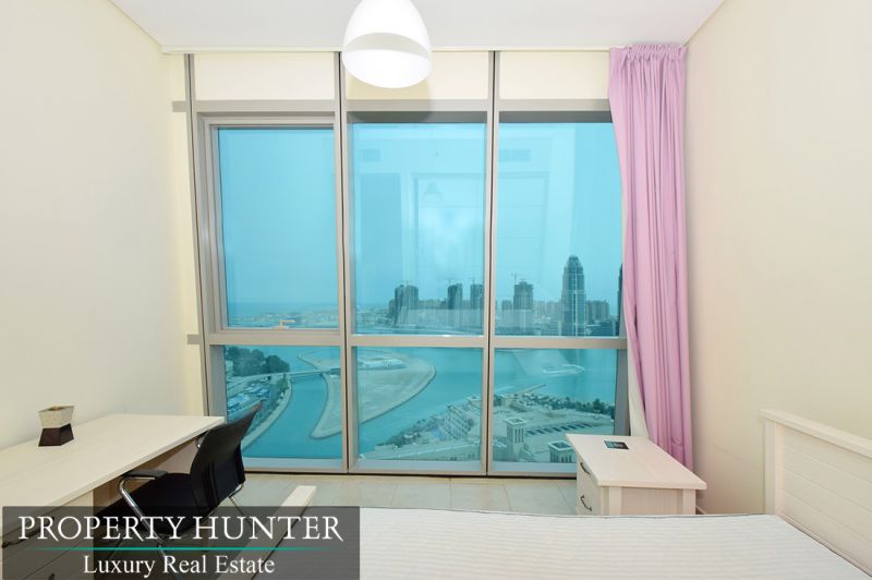 شقة 3 غرف في الأبراج المتعرجة إطلالة على منطقة اللؤلؤة قطر